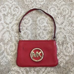 Michael Kors red mini clutch bag